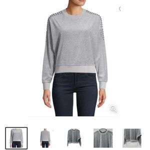 IRO Heathen Studded Heather Gray Long Sleeve Sweatshirt